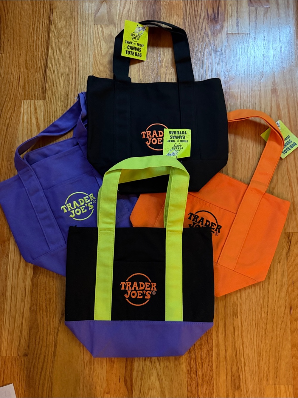 Trader Joe’s iconic 2025 Halloween Black  Orange purple 4 Canvas Tote Bags